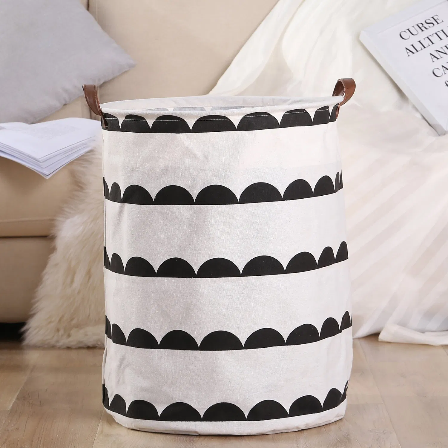 Folding Laundry Basket Round Storage Bin Bag Large Hamper Collapsible Clothes Basket
