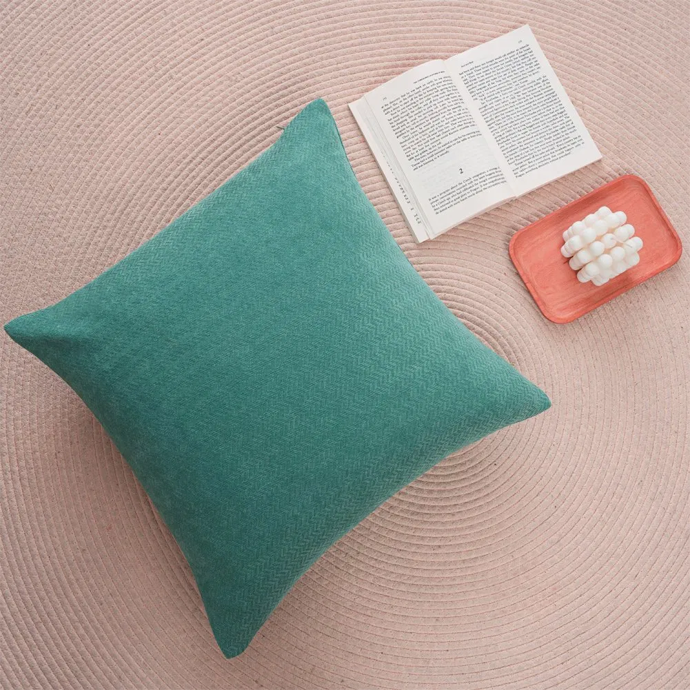 Decorative Throw Pillow Covers 18X18 Set of 2, Textured Chenille Square Pillow Covers for Couch Sofa Bed Living Room