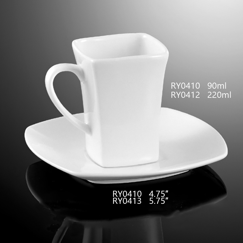 Wholesale Factory Elegant Design White Ceramic Cup with Saucer