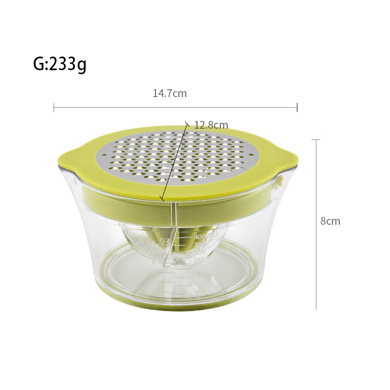 12oz Citrus Lemon Orange Juicer Manual Hand Squeezer with Built-in Measuring Cup and Grater