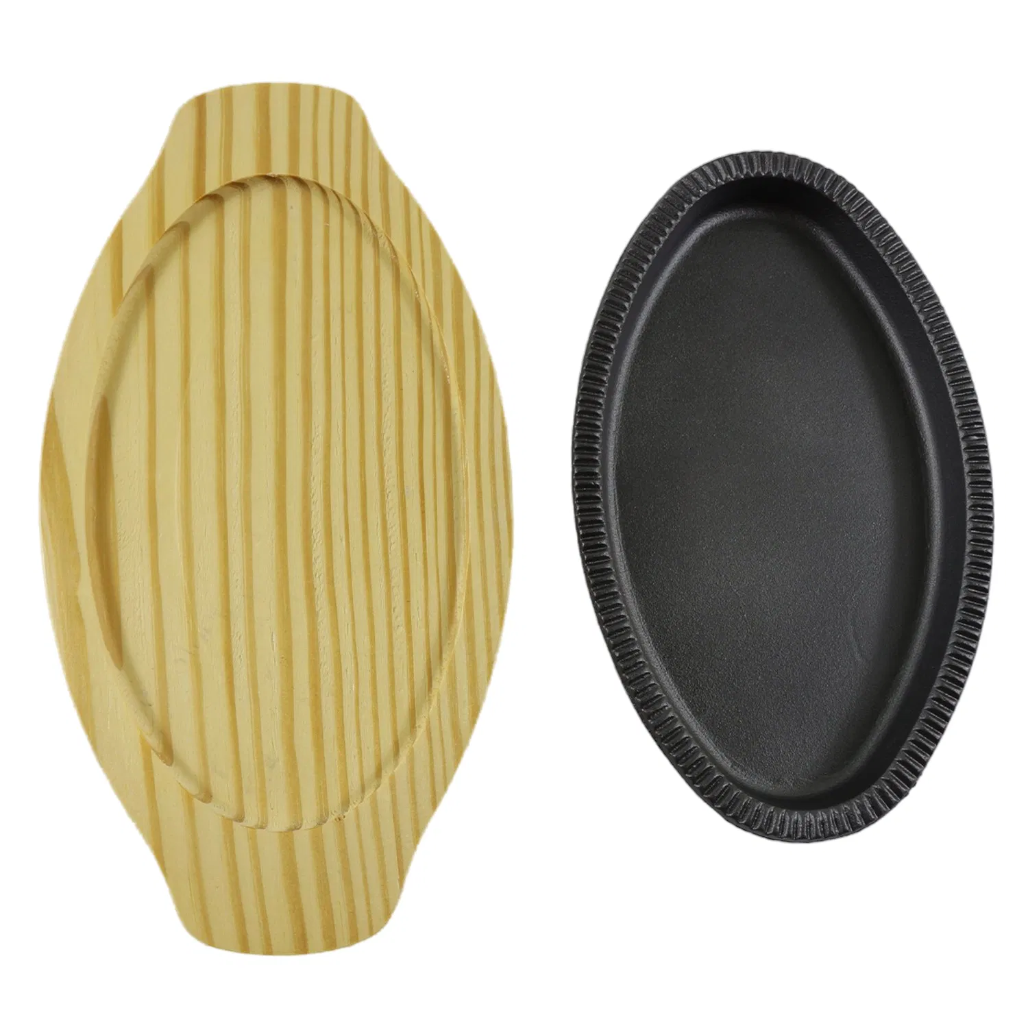 Чугунная овальная сковорода-гриль с подставкой