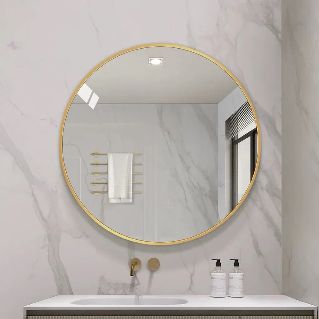 Jinghu Customized Framed Material Hotel Bathroom Wall Mounted Decoration Vanity Make up Mirror with UL/CE/ISO
