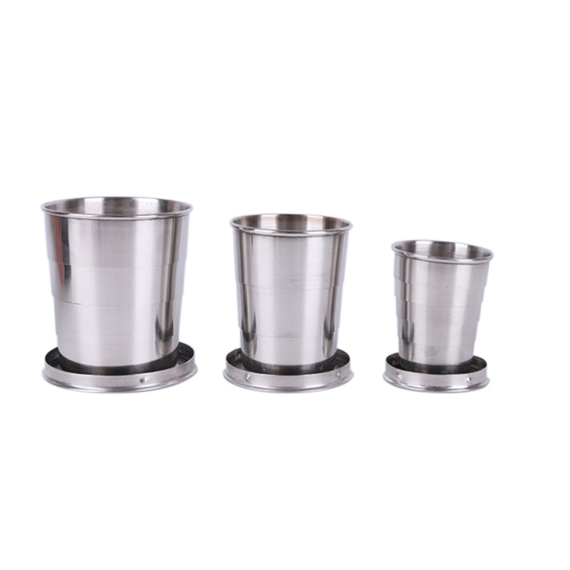 Stainless Steel Folding Cup with Key Chain Hiking Camping Cup