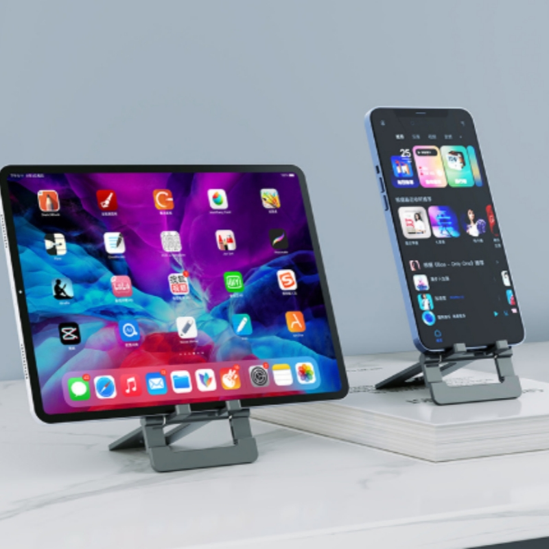 Ultra-Thin Aluminum Alloy Phone Stand Portable Dashboard Waterproof Foldable Metal Phone Holder for Desktop Lazy Bedside