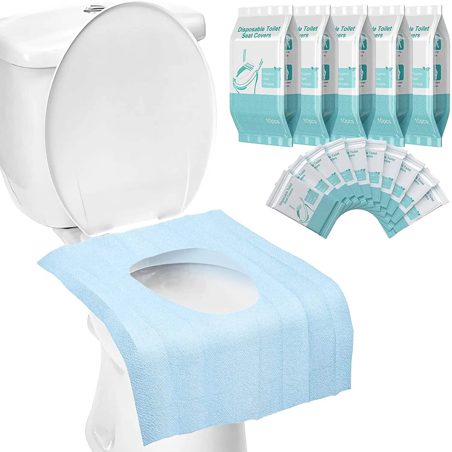 100% Biodegradable Toilet Seat Covers - 50PCS/Bag Disposable Virgin Paper Half-Fold Disposable Toilet Seat Cover