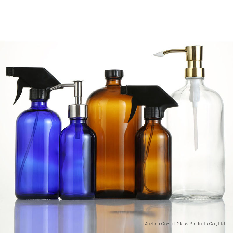 Wholesale Room 500ml Clear Amber Black Frosted White Boston Glass Spray Bottle