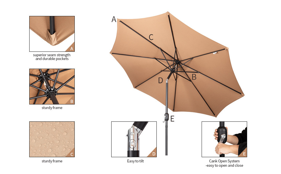 Садовый зонт-патио с центральной стойкой для затенения