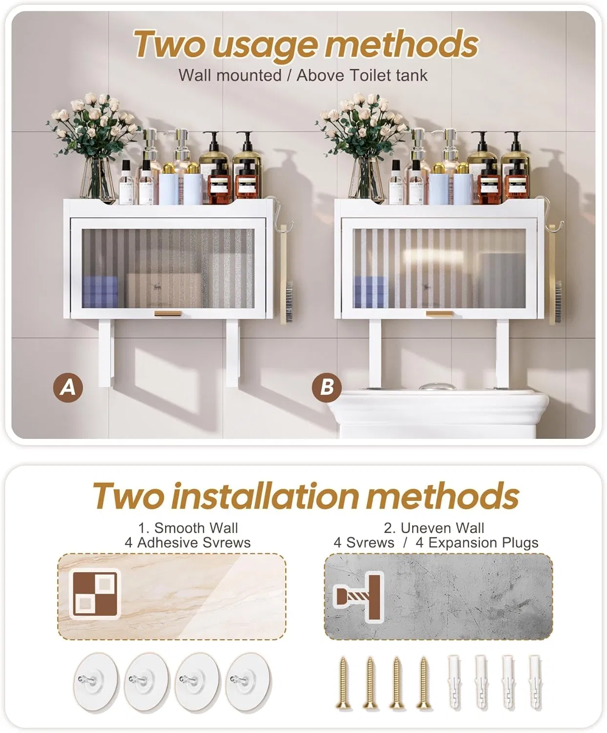 Bamboo Household Bathroom with Transparent Door Cover and Storage Rack