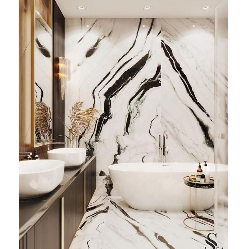 Cheap Chinese Panda Black/White Marble/Stone Bathroom/Wall/Panel Cladding Stone Floor Skirting/Tile