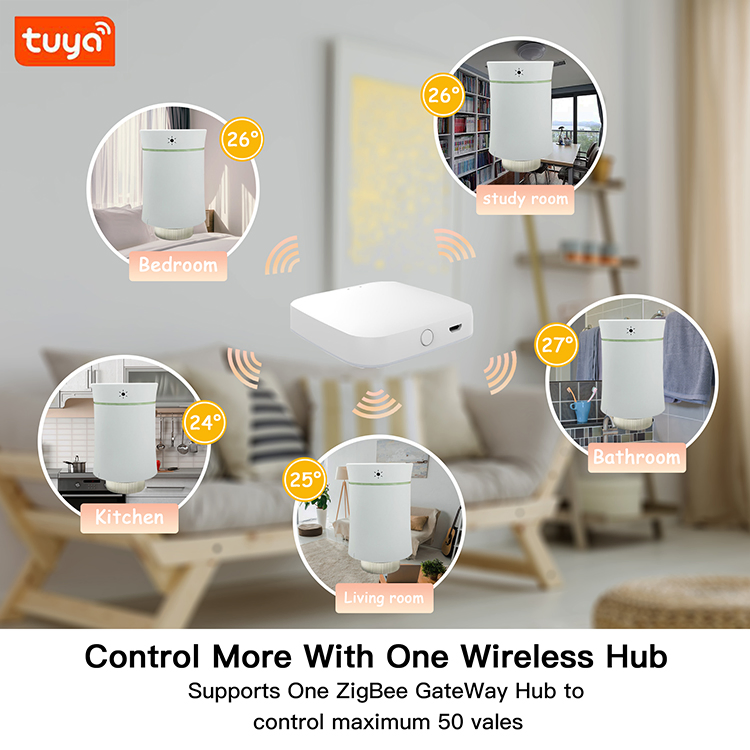 Adjustable Programmable Tuya WiFi Zigbee Wireless Room Automatic Trv Thermostatic Radiator Valve