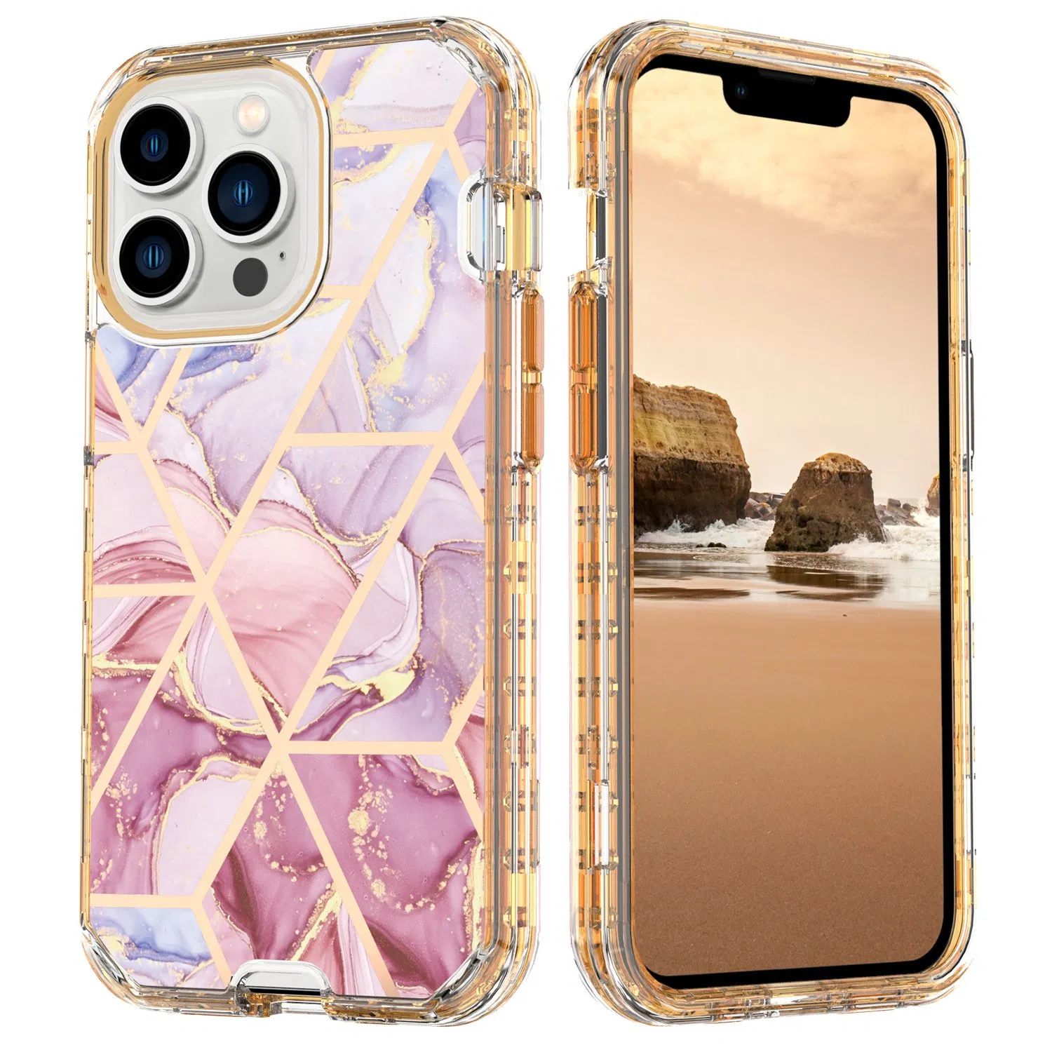 3 in 1 Shockproof Protection for iPhone 16 PRO Max 15 Plus 14 13 12 Plus Marble Phone Cases with Full Protection Phone Cover