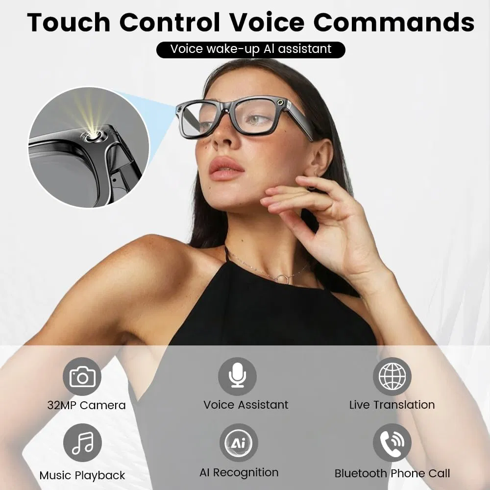 Умные очки с камерой 800W, переводом и управлением голосом