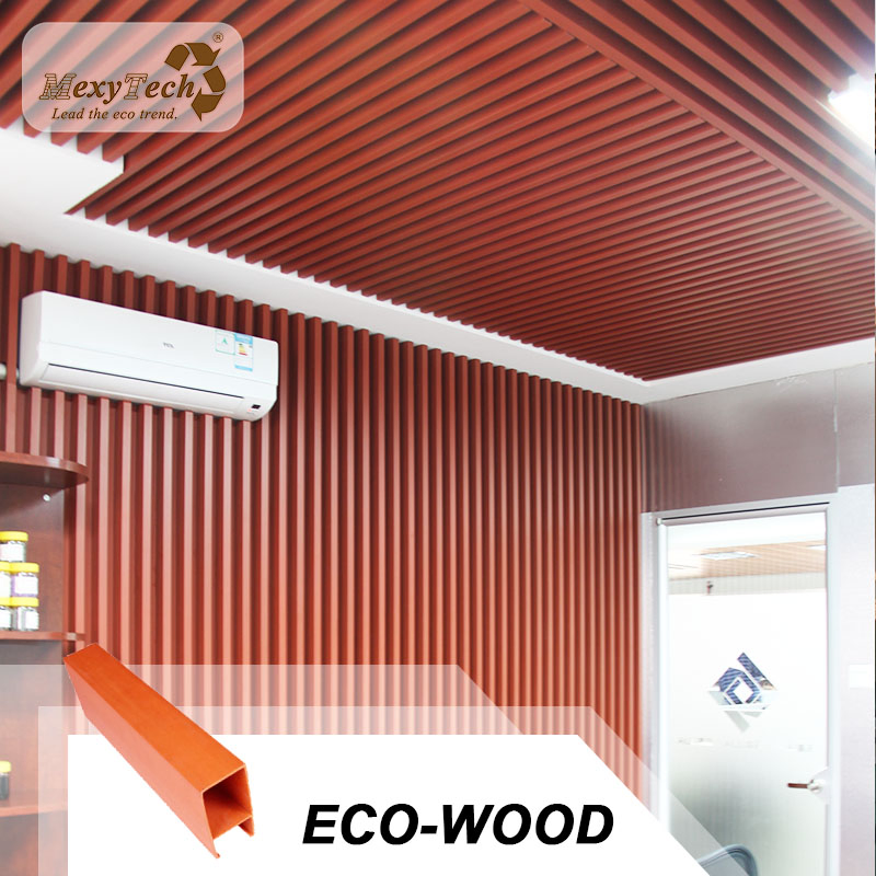 Flat Surface Indoor Wood Plastic Composite Wood Ceiling Decoration Panel