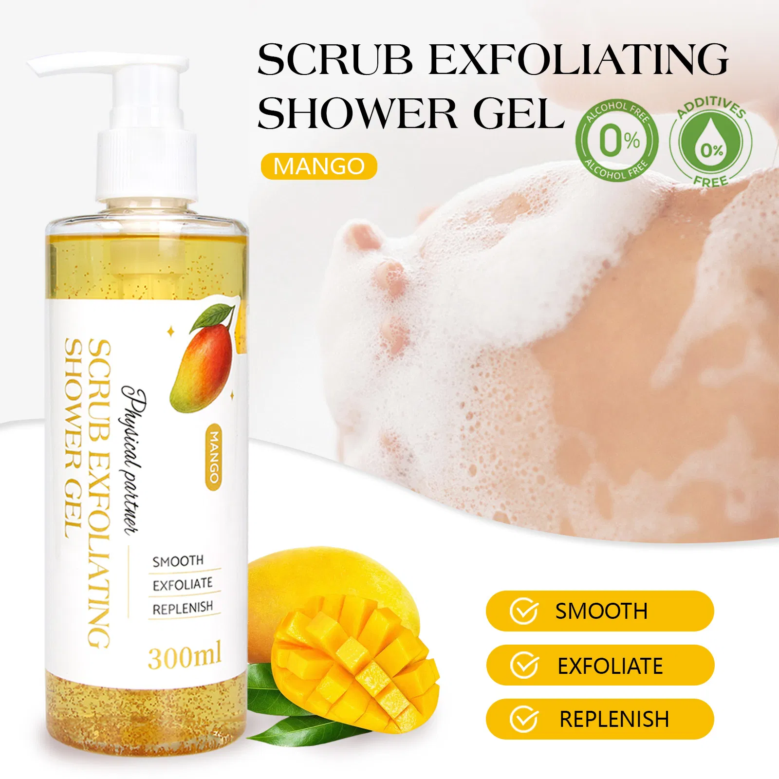 Beauty Cosmetics Body Care Invigorates Brightens Skin Mango Scrub Exfoliating Shower Gel