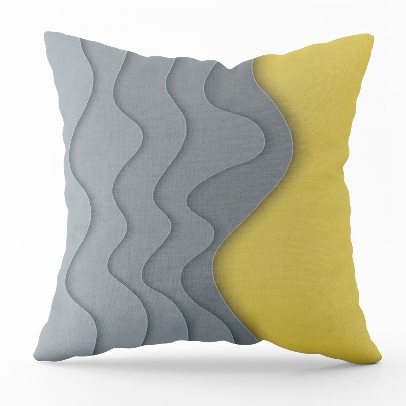 ODM Plush Scandinavian Sandstone Simple Yellow Geometric Pillow Set