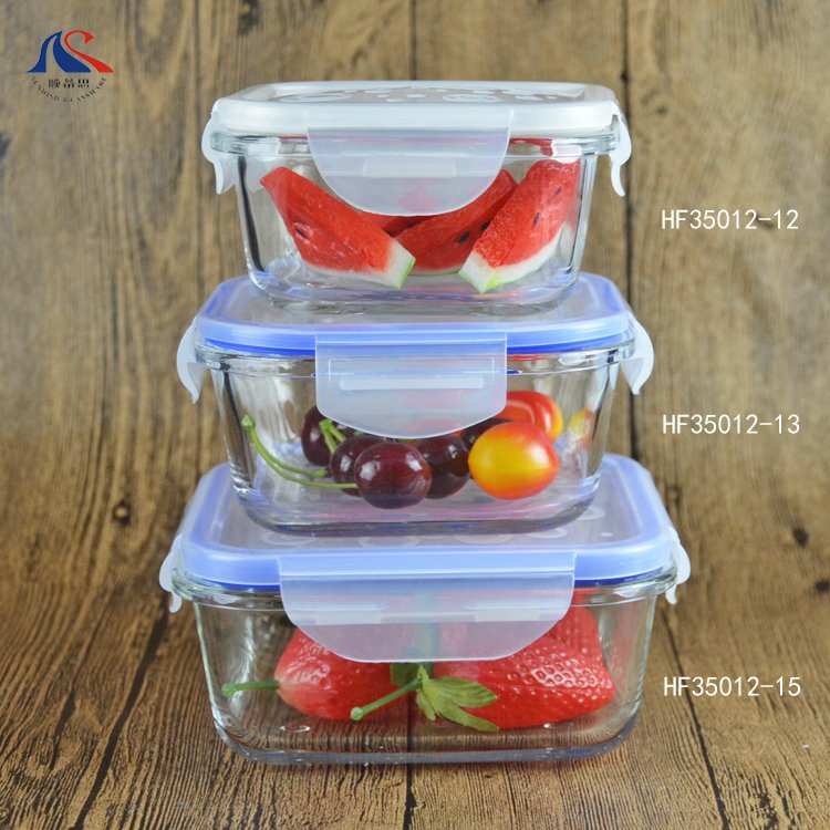 Bowl Set Lunch Box Clear Glass Salad Bowls with Lids