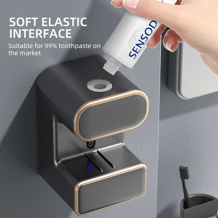 Wall-Mounted Wireless Smart Sterilizing and Drying Toothbrush Holder with UV Sterilizer Toothpaste Dispenser