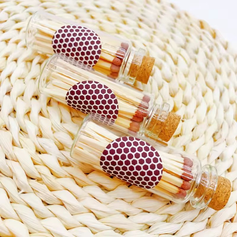 Premium Colored Safety Matches in Bulk Glass Bottle