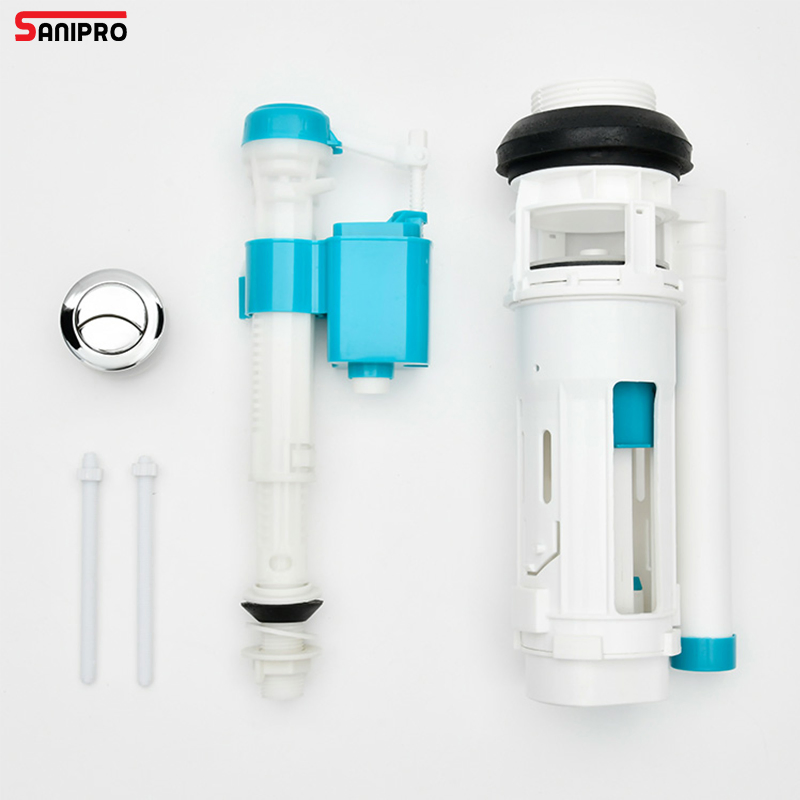 Sanipro Bathroom Tank Fittings Water-Saving Toilet Water Inlet Valve ABS Dual Flush Valve for Wc Toilet