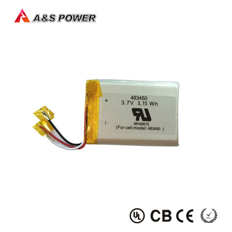 Headset Batteries 3.7V 483450 Li Ion Battery Rechargeable Lipo Battery 850mAh with UL Un38.3