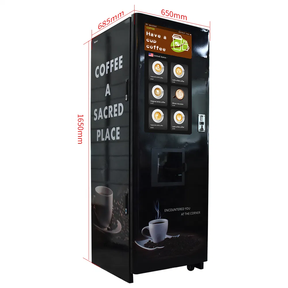 Upus Factory Custom Coin Operated Coffee Hot Chocolate Vending Machine WiFi Vending Machine 24 Hours Self-Service