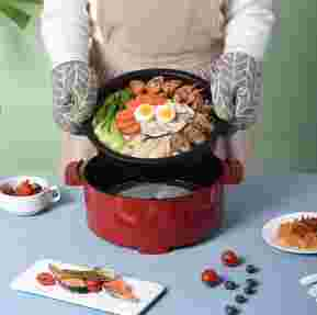 Multi-Functional Cast Flat Bottom Non-Stick Enamel Pan Electirc Pot 30cm