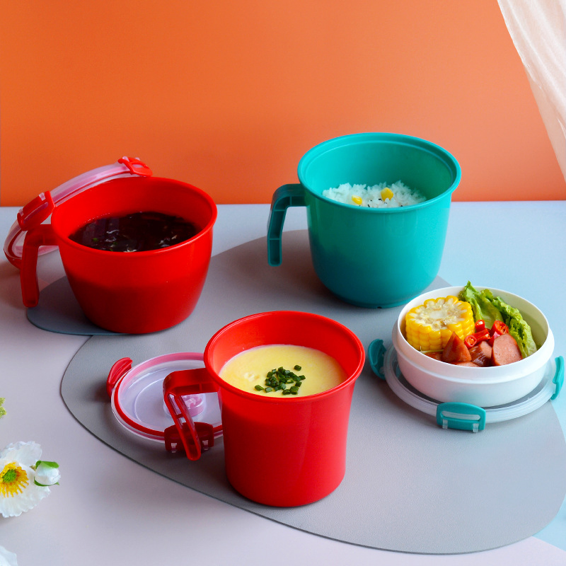 Microwave Soup Mug with Lid Steam Release Vent Portable Food Container Mi29462