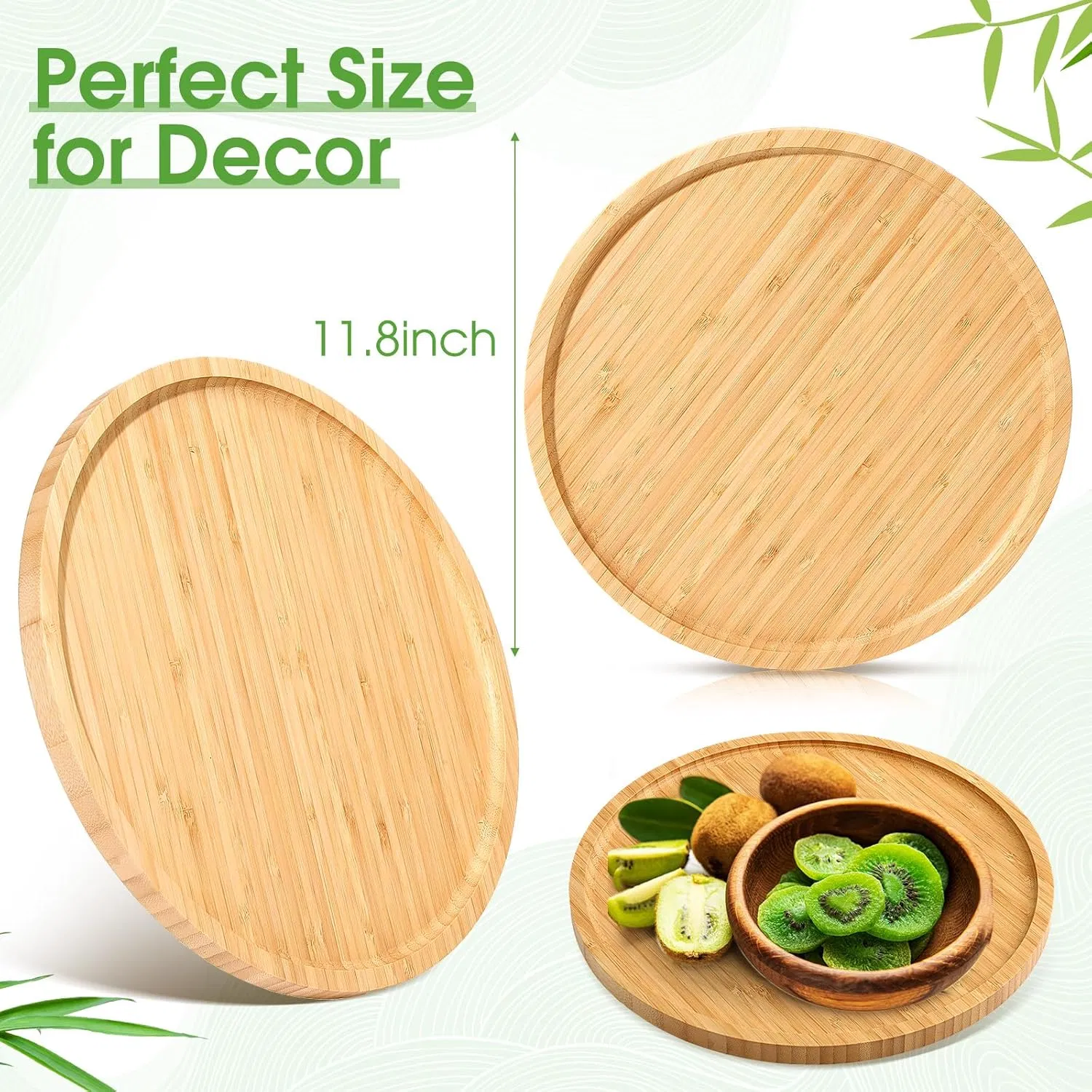 Bamboo Household Kitchen Living Room Circular Diameter 11.8 Inch Dining Plate