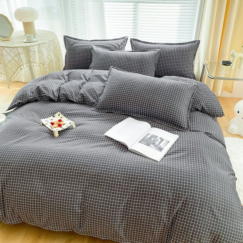 Factory Outlets Black Checkered Microfiber Soft Single Double Bedding Sets