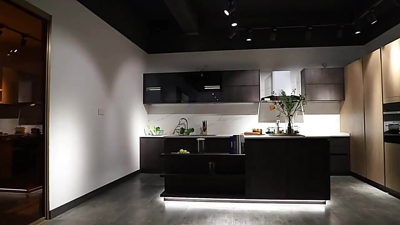 Contemporary Lacquer Curved Shaped Ready to Assemble Modern Kitchen Cabinets