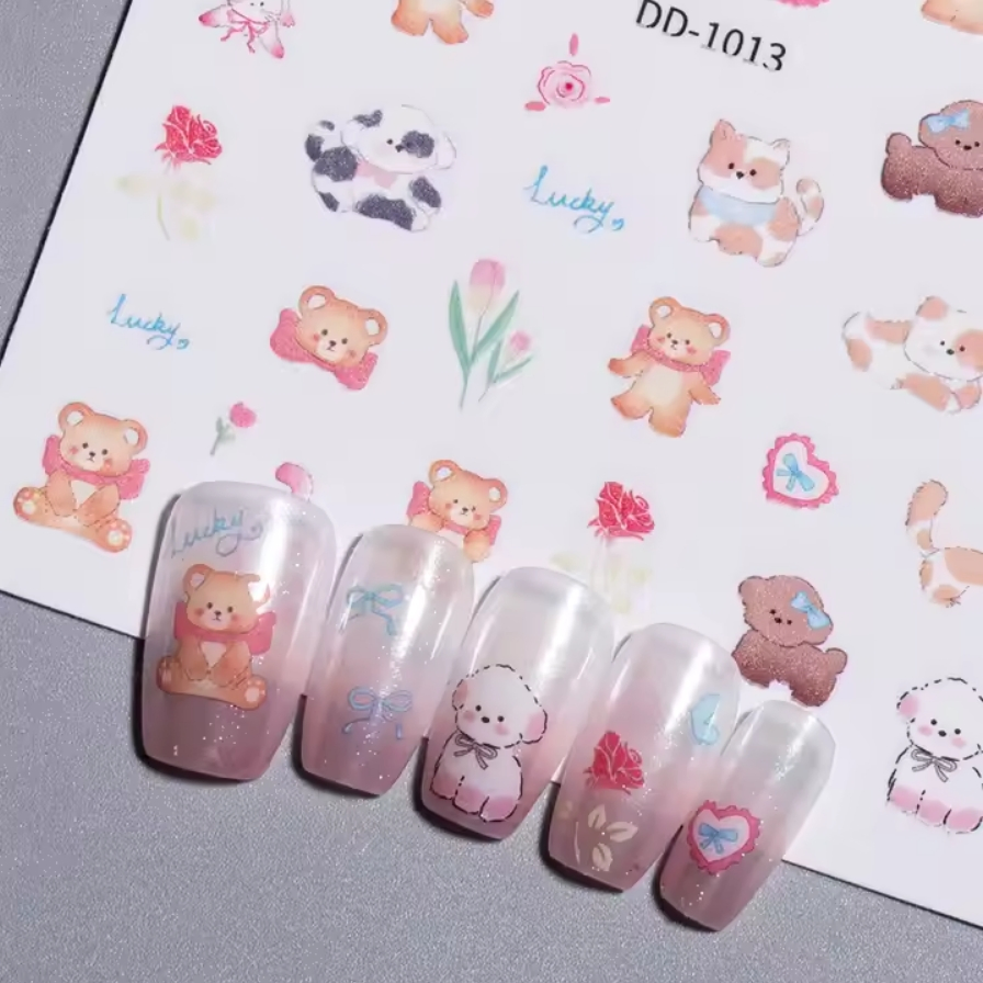 Kawaii Bow Ribbon Nail Art Charms Colorful 3D Nail Art Decoration Sticker