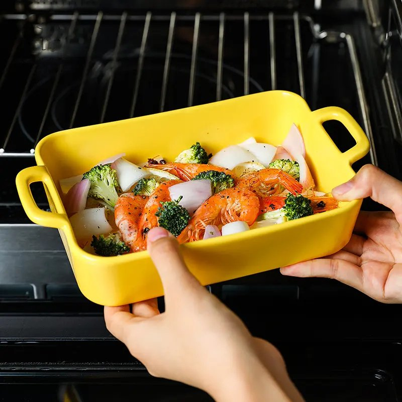 Best Quality Competitive Price Ceramic Baking Pates Durable Porcelain Deep Baking Tray Dessert Plates for Oven Microwave