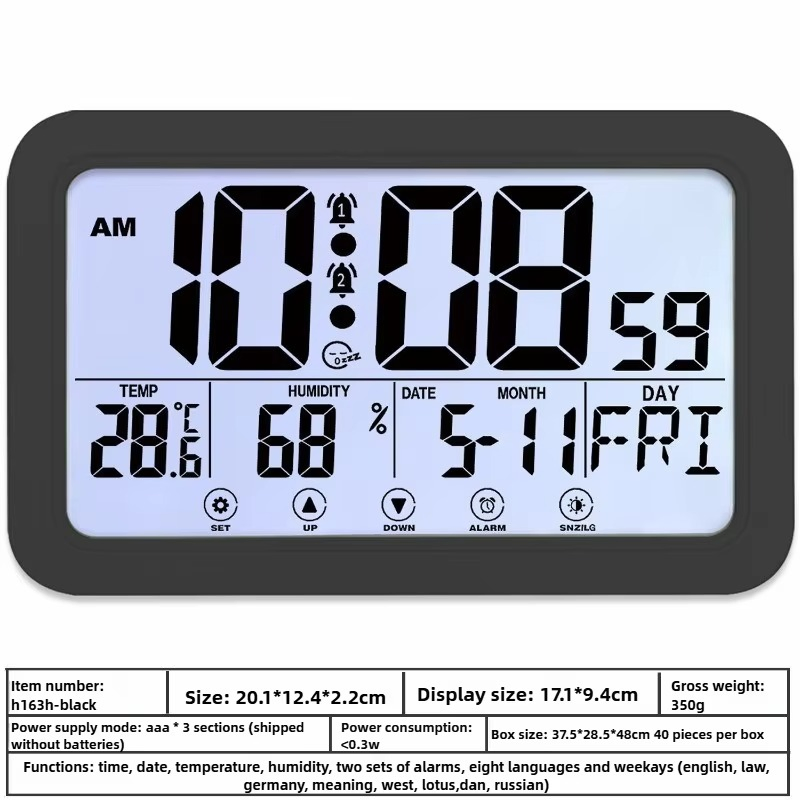 Modern Calendar Desk Clock Atomic Showing Temperature Humidity Table Clock