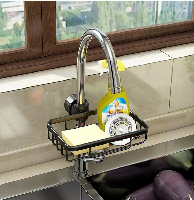 Hiqh Quality Aluminum Sink Drain Rack Soap Drainer Shelf Basket