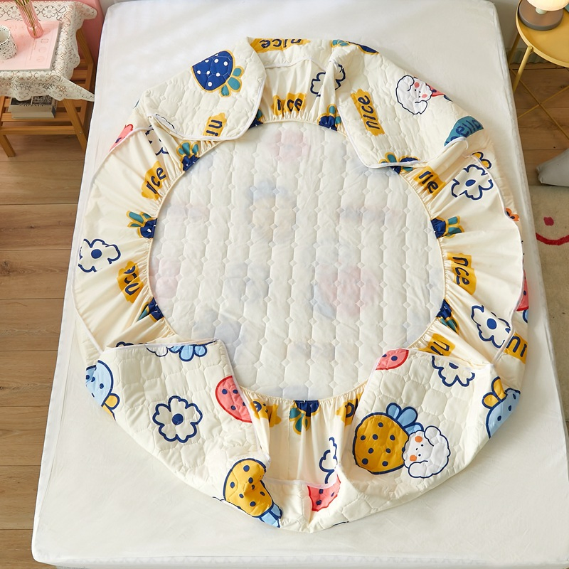 Waterproof Non-Slip Fixed Mattress Protector Fitted Sheet Padded Bed Sheet