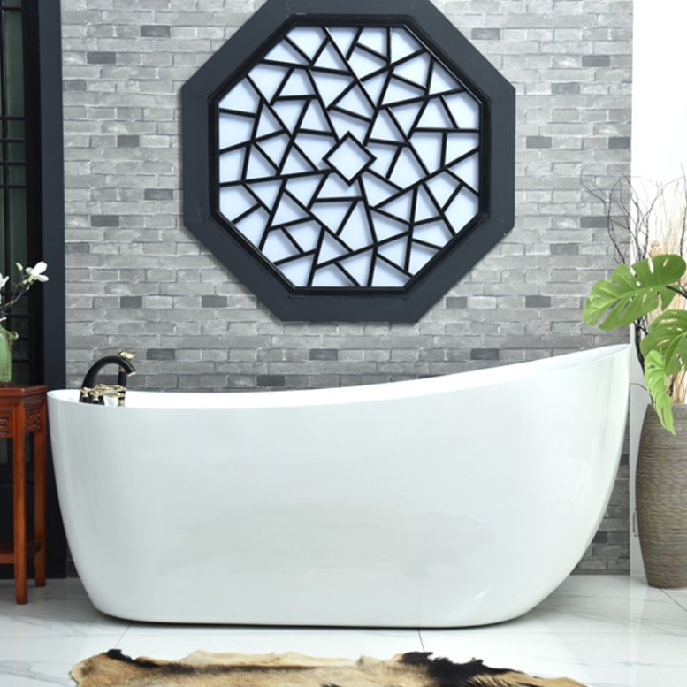 Adult Acrylic Bathtub White Freestanding Solid Surface Modern Oval Shower Bathtub