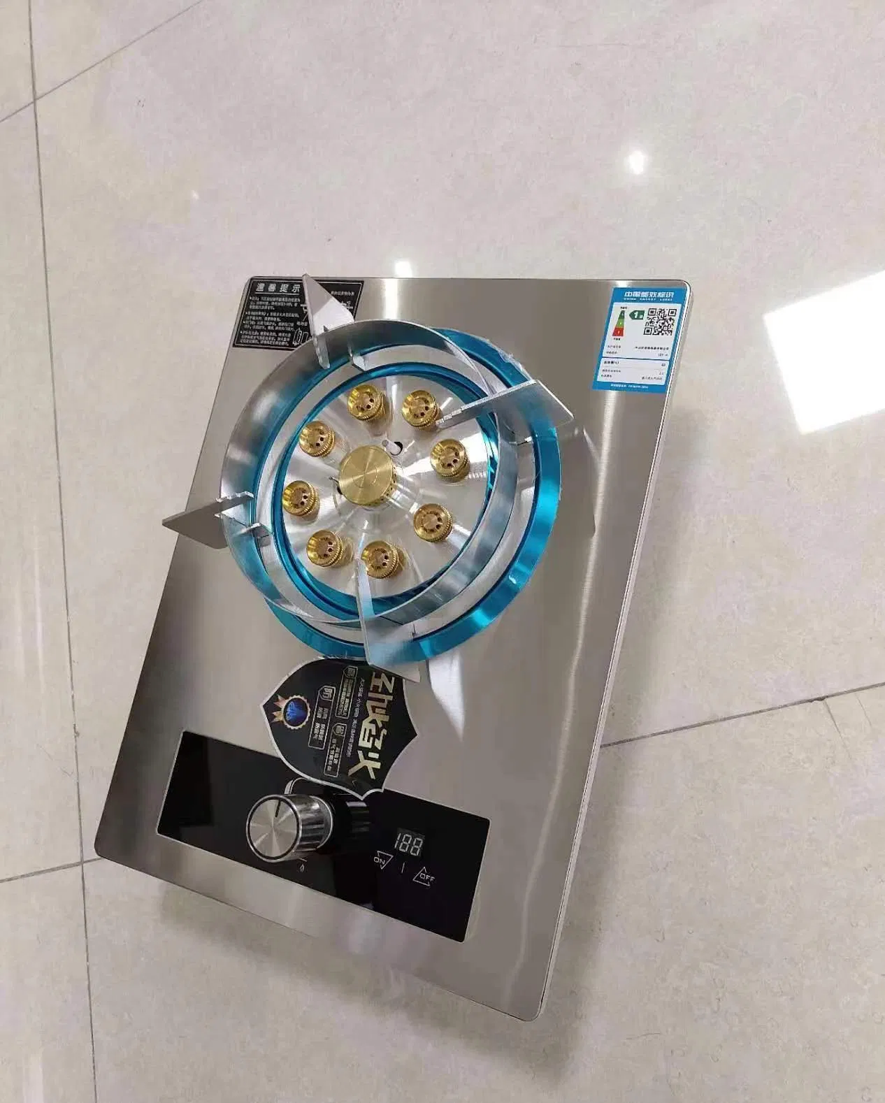 Stainless Steel Single Burner Gas Stove with Nine-Hole Design