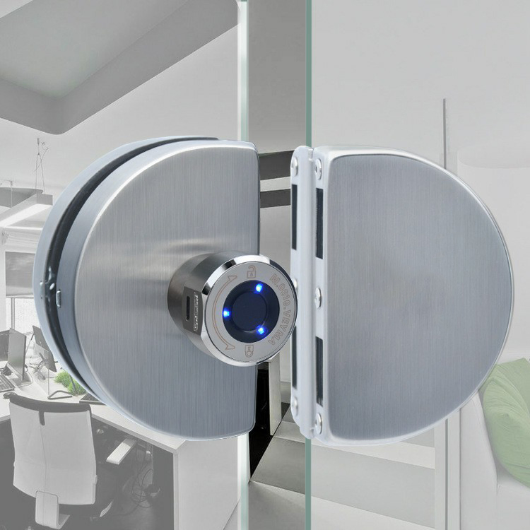 Glass Door Stainless Steel Safe Electric Fingerprint Smart Lock Handle Nickel Brushed