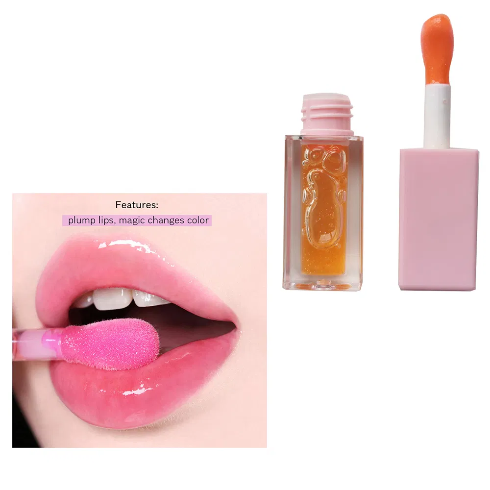 Private Label Vegan Pink High Quality Clear Color Changing Lip Plumper Oil