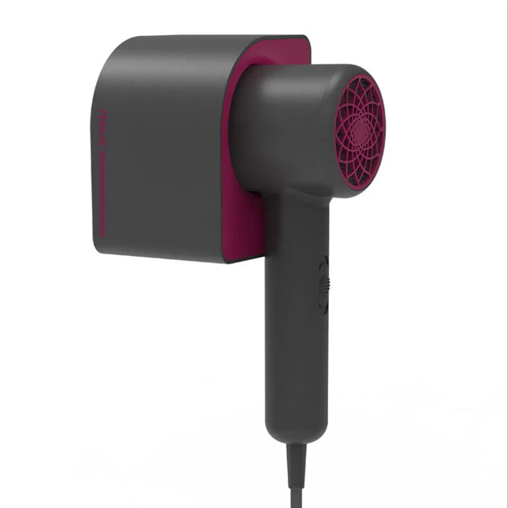 High End Wall Mounted and Drill-Free 1800W Commercial Negative Ionic Electric Hair Dryer in Black/White/Purple Made of ABS Plastic for Hotel/Home/Guesthouses