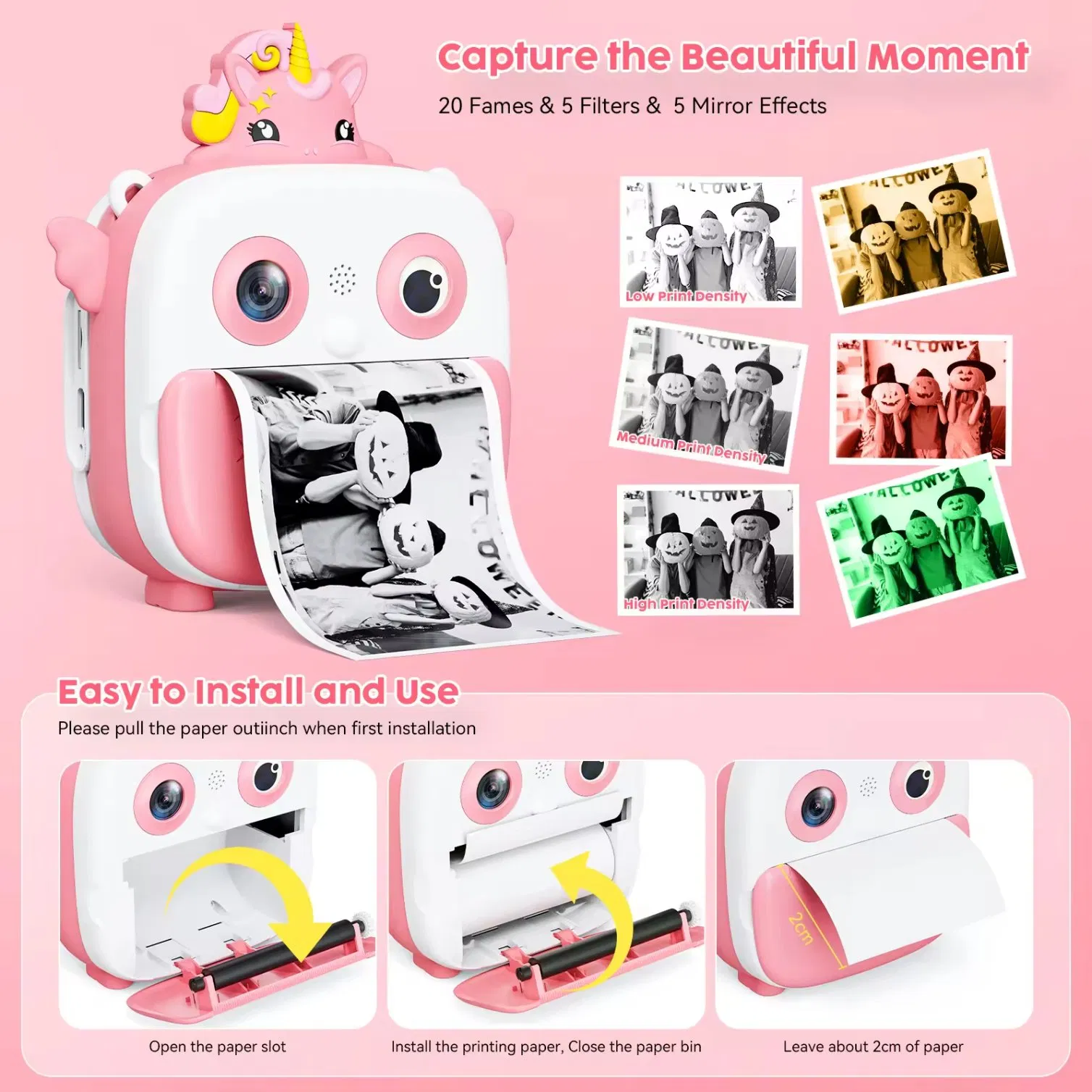 Factory High Quality Kids Printing Video Photo Toys 2inch 1080P 16X Children's Camera with Instant Printing for Christmas Gifts