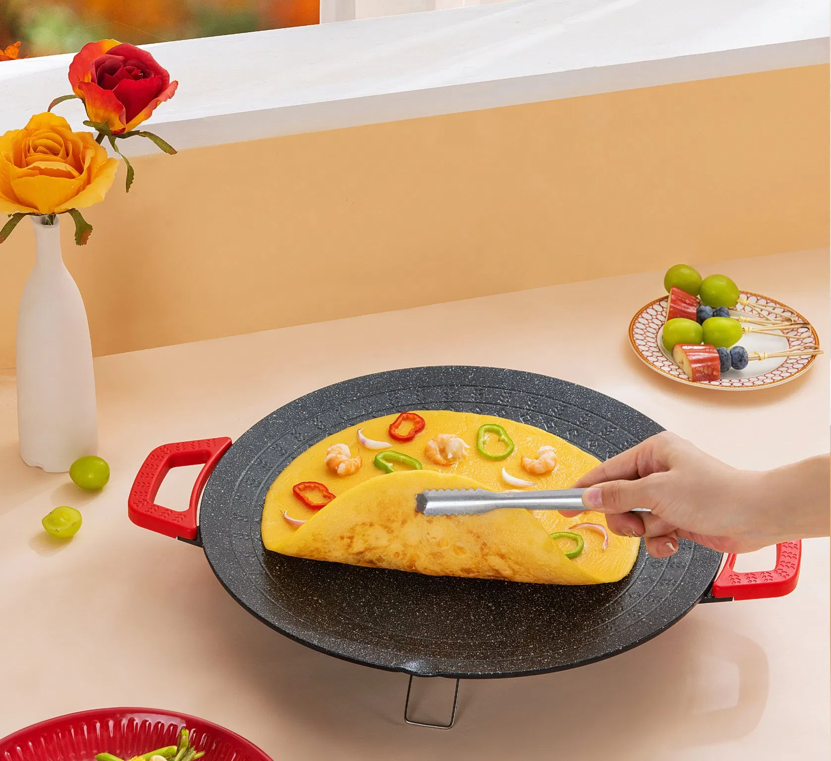 Electric Grill with Non-Stick Coating Fast Heating Temperature Control 36cm