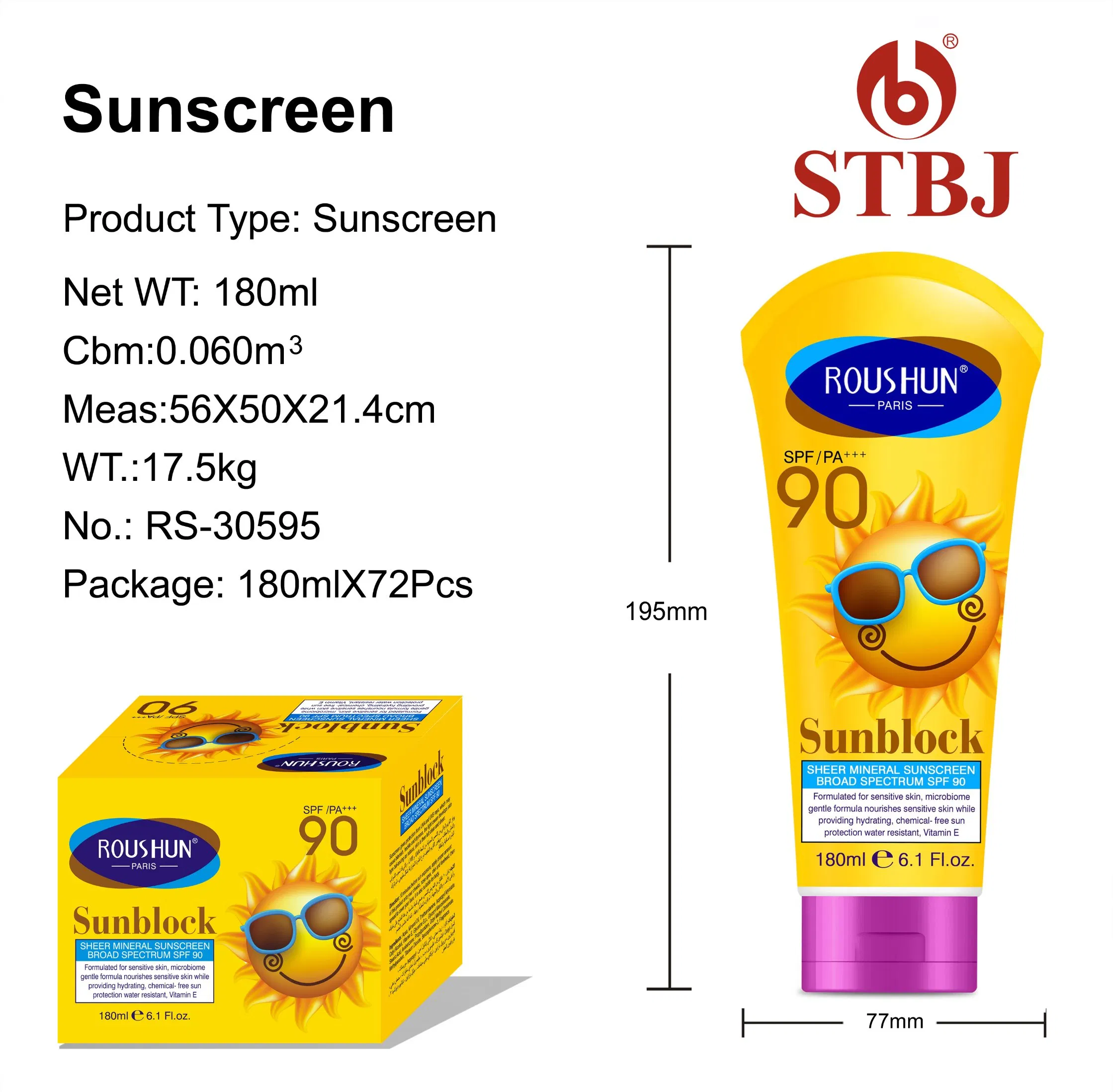 Roushun Sun Cream Protection SPF90 Soothing Sun Block Cream