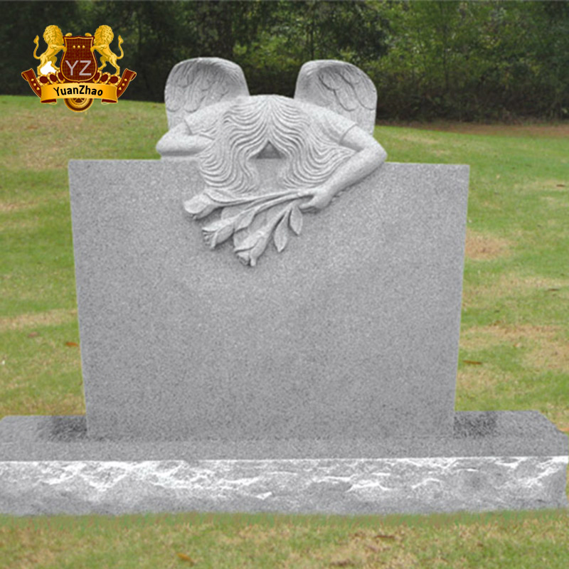 Sitting Angel Tombstone Sculpture Granite Memorial Decoration Headstone Gravestone