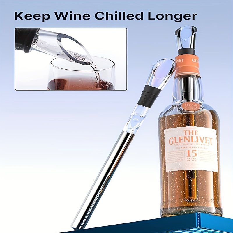 Cooling Rod Chiller Wine Cooler Stick with Stopper and Aerating Pourer