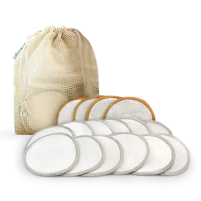 Wz Bamboo Cotton Round Reusable Makeup Remover Washable Facial Cleaning Pad
