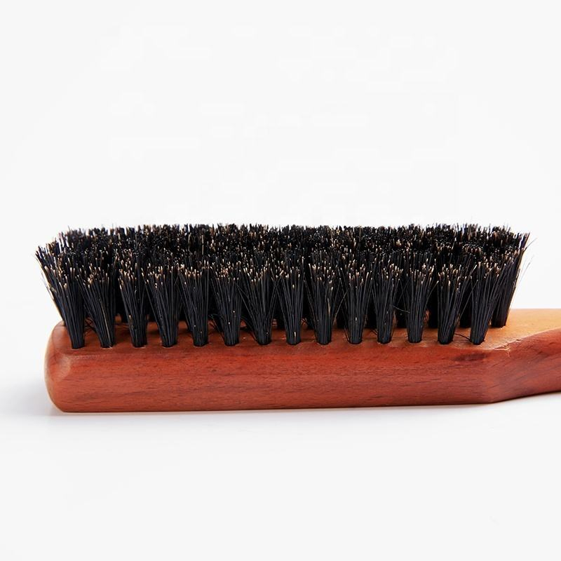 Hot Selling Custom Logo Pure Boar Bristle Long Wooden Handle Beard Brush for Men