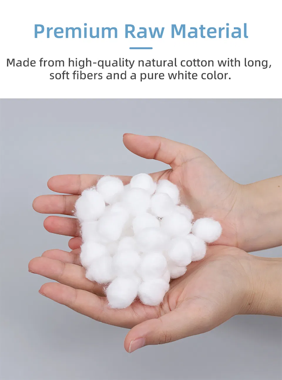 Sterile Medical Cotton Balls Lint Free and High Absorbent