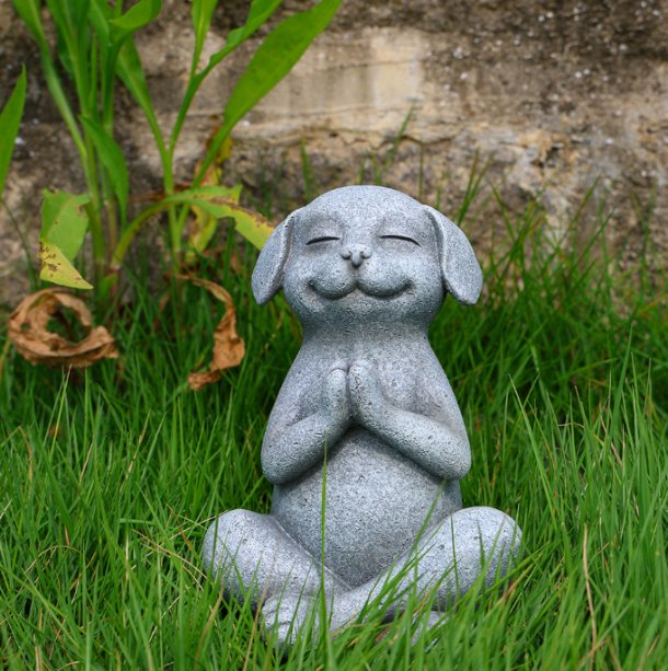 Garden Landscape Resin Crafts Yoga Dog Sculpture Outdoor Decor Gray Yoga Frog Statue
