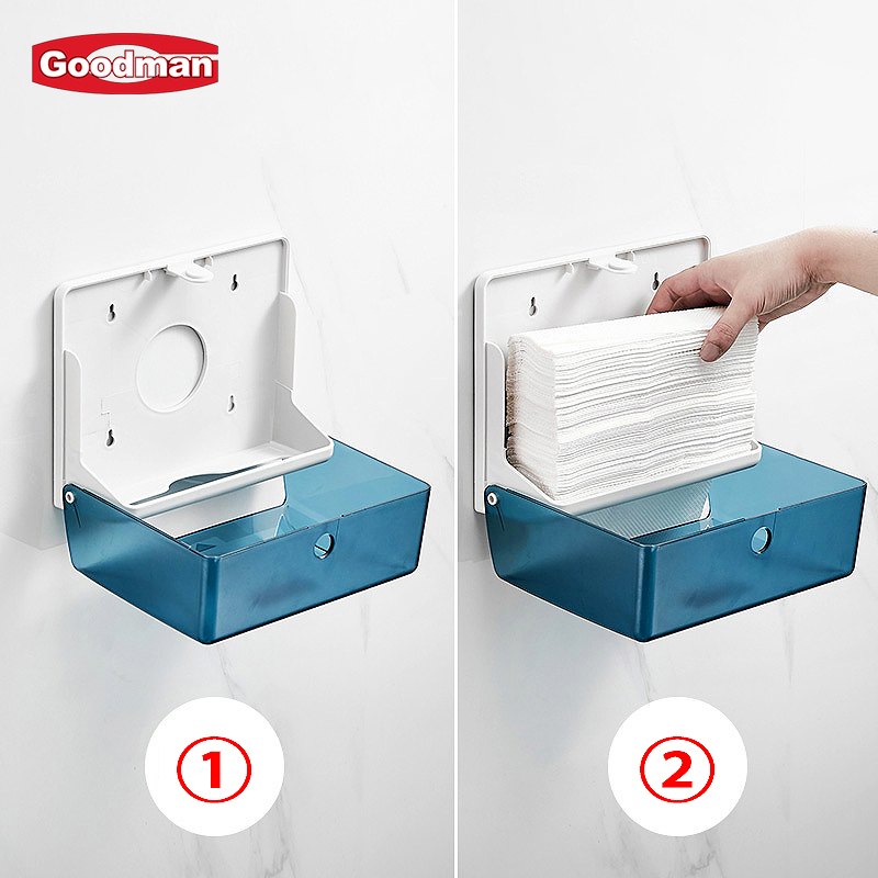 Custom Simple Black Napkin Holder Tissue Storage Box for Public Toilet Restroom Hotel Plastic Wall Mounted Tissue Boxes